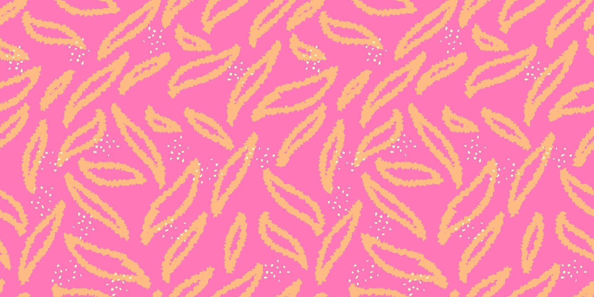 Abstract seamless pattern featuring hand drawn elongated shapes on a pink background. Plain contemporary print. Minimalist designs for textile design, wrapping paper, and modern projects vector