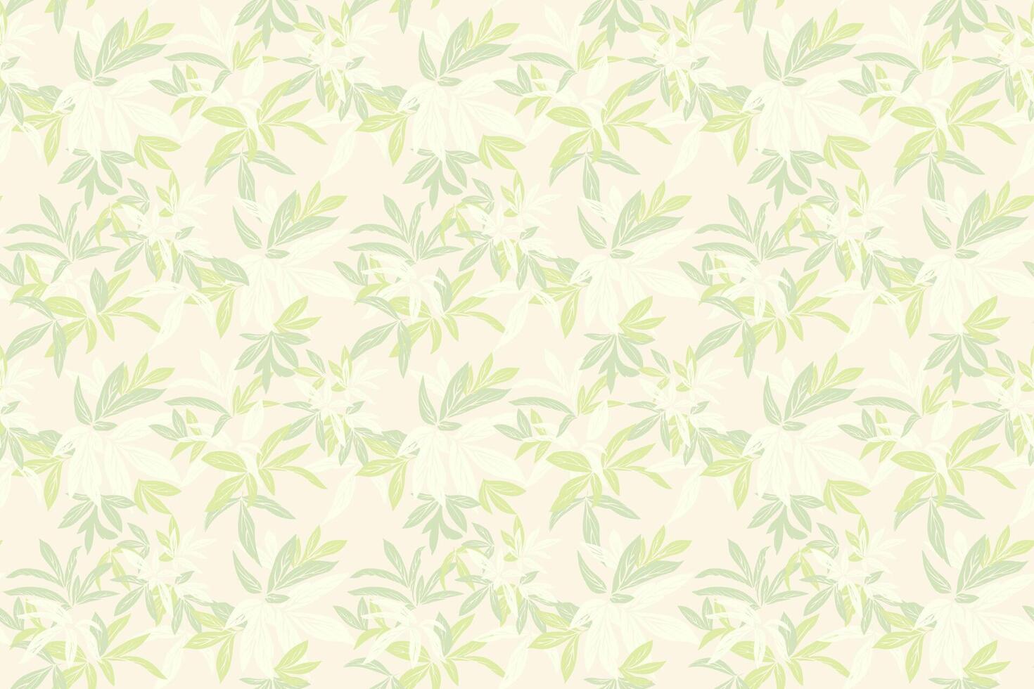 Seamless pattern with tropical leaves in pastel green and mint on a light background. Stylish botanical design for fabric, print, packaging, wallpapers, fashion projects vector