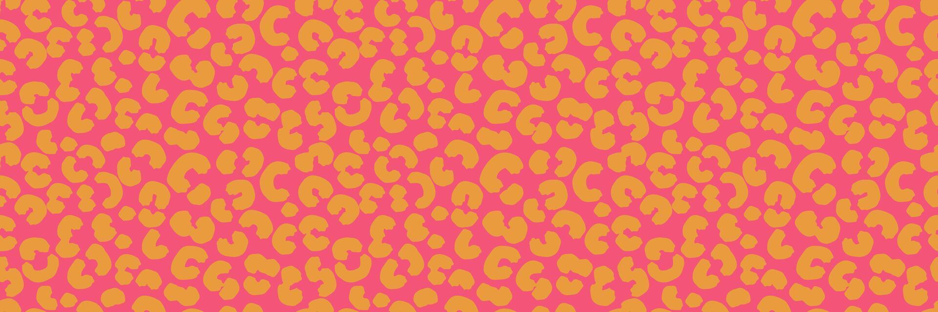 Seamless pattern with abstract yellow leopard spots on a vivid coral pink background. Bold and playful animal print design for fashion, kid swear, textiles vector