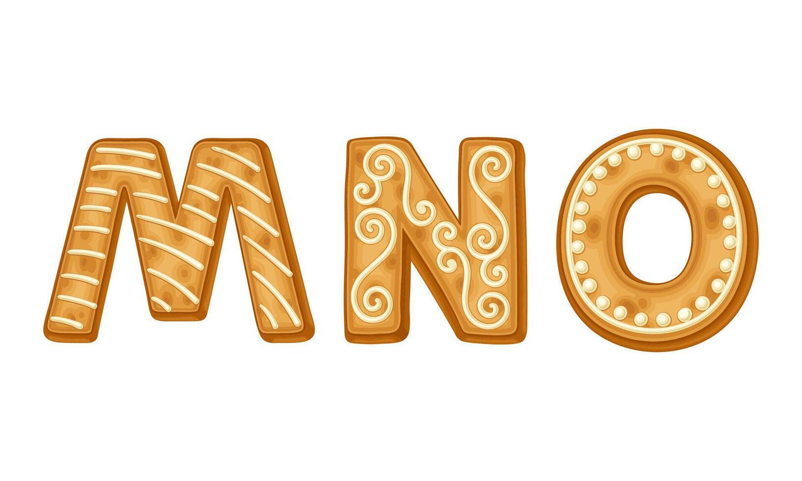 Gingerbread letters M, N, O vector