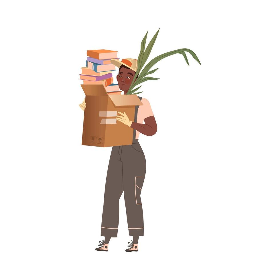 Person with a box of books vector