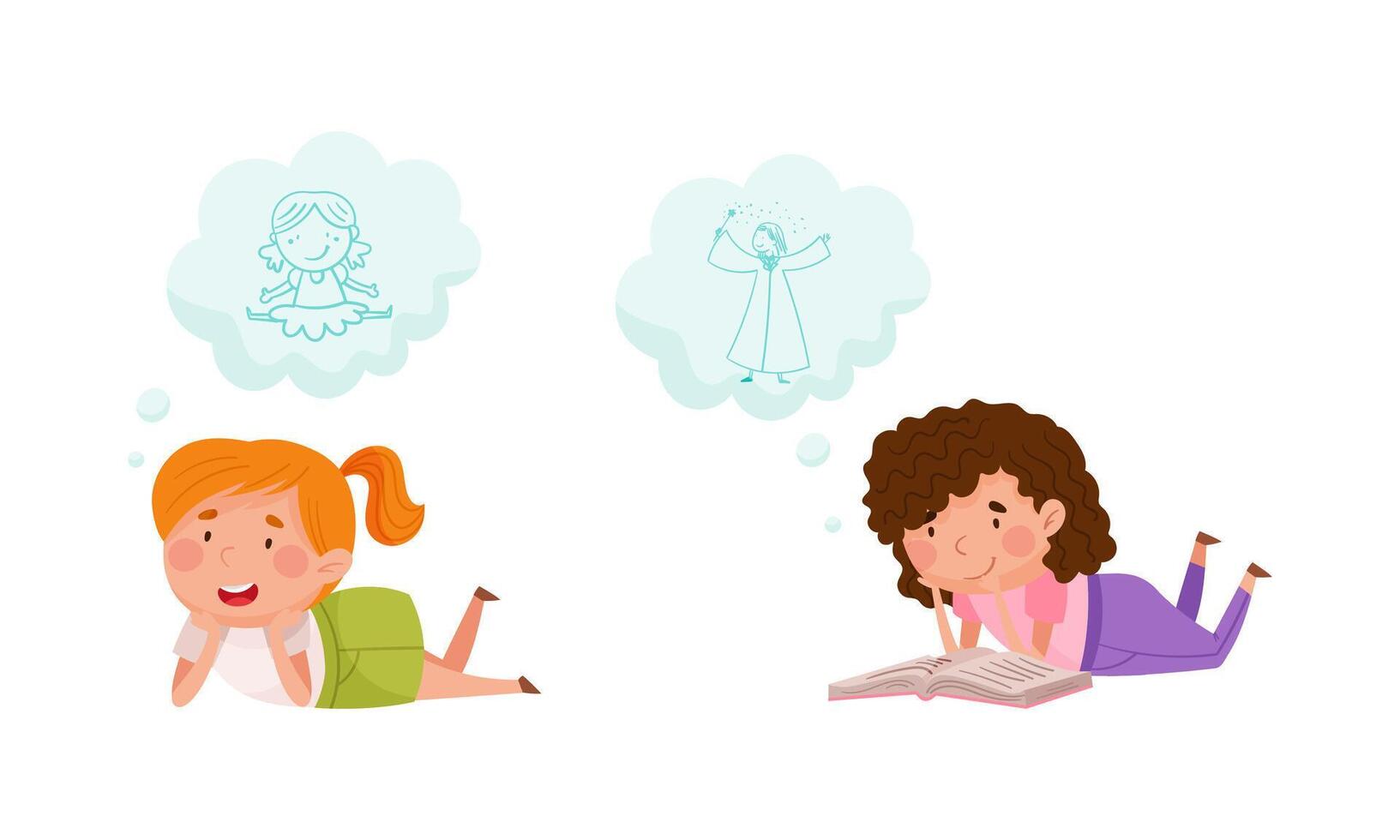 Children imagining their dreams vector