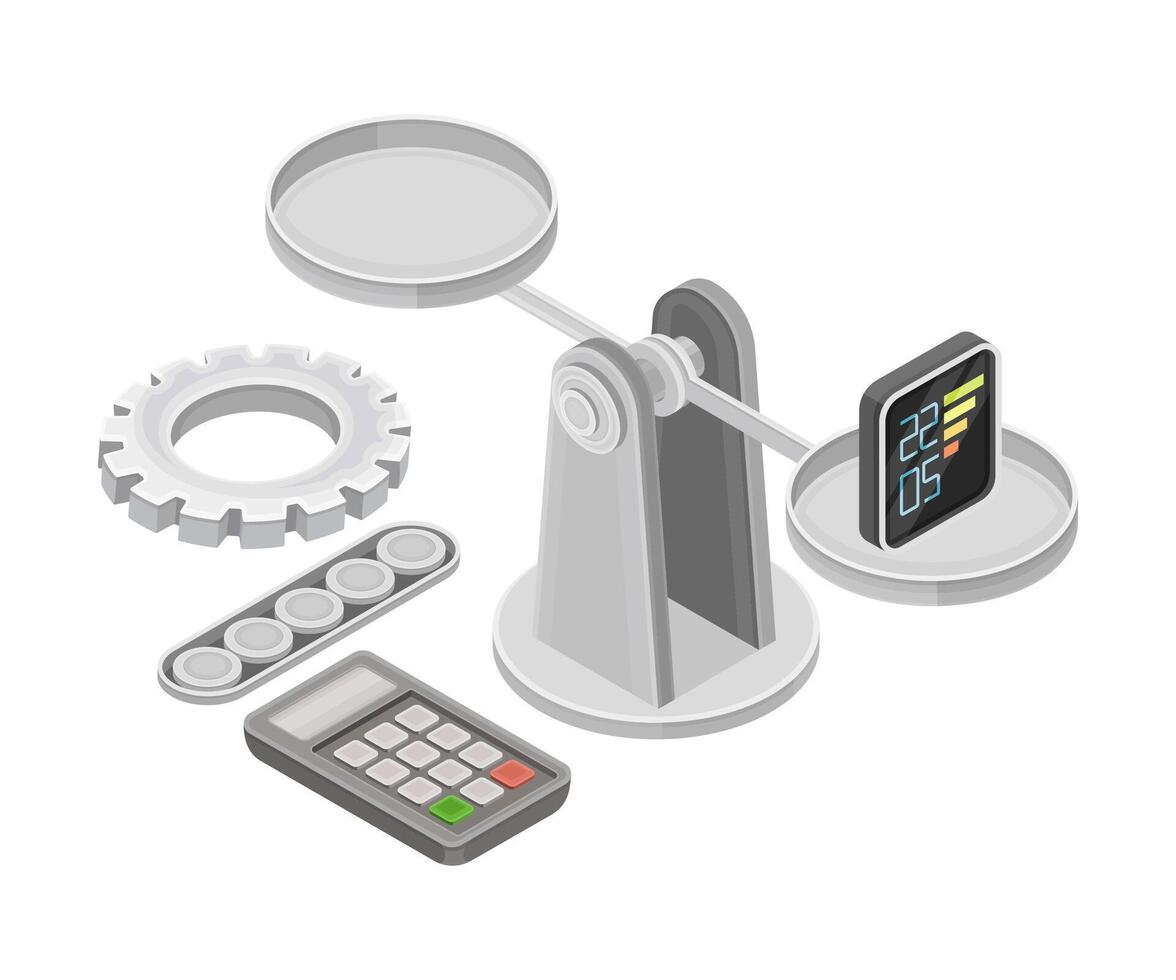 Physics school subject. Physics shapes simple machines, school education concept isometric illustration vector