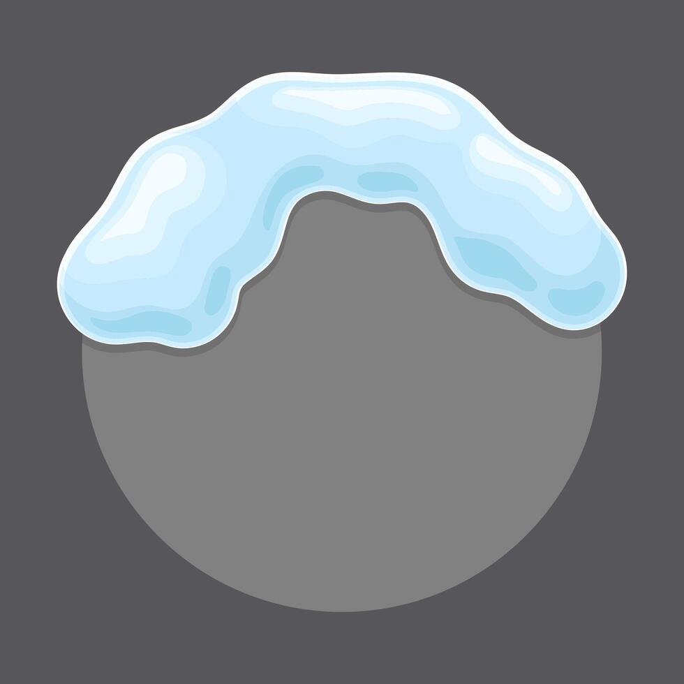 Blank frozen round shaped banner with snow illustration on gray background vector