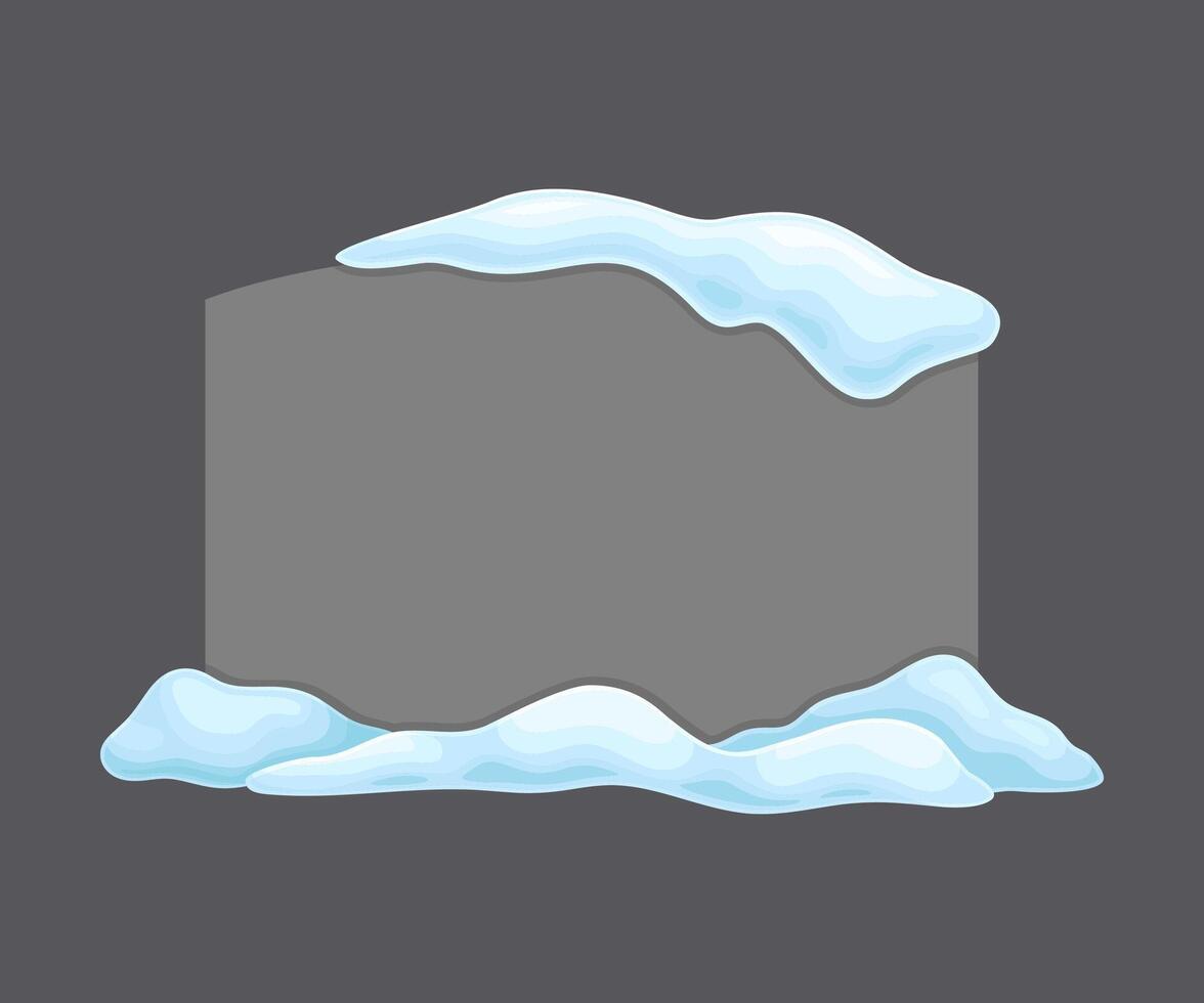 Blank frozen banner with snow, cold season holiday frame with place fot text cartoon illustration vector