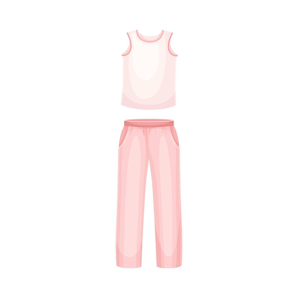 Pajama with tank top and pants, sleepwear for women. Textile night clothes cartoon illustration vector