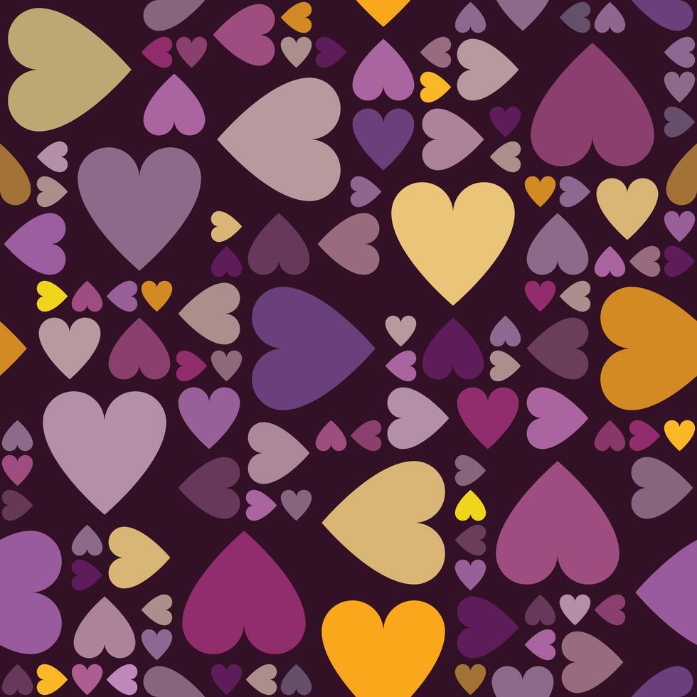 Heart pattern on sangria background in cozy hues vector