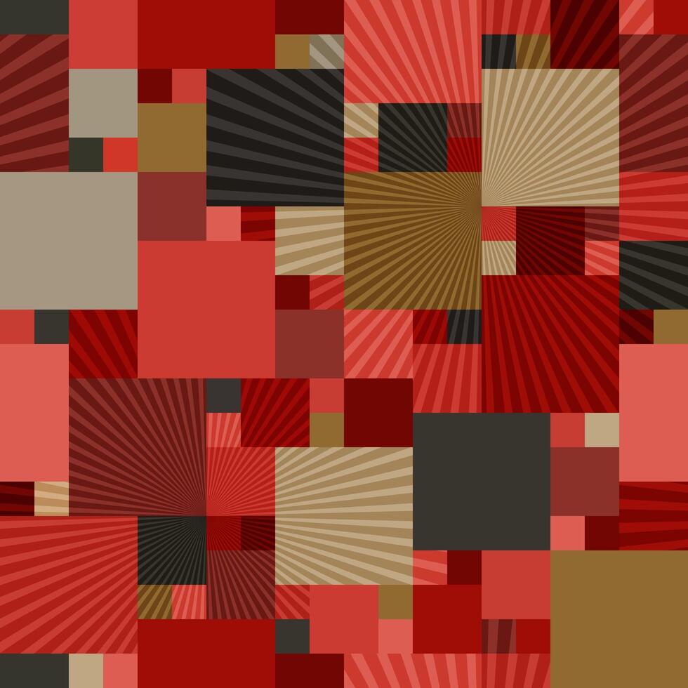 Seamless retro arcade pixel style pattern with bold rays and squares in combat poster palette vector