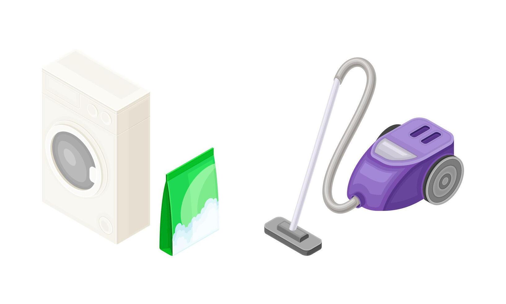 Washer and vacuum cleaner for home cleaning vector