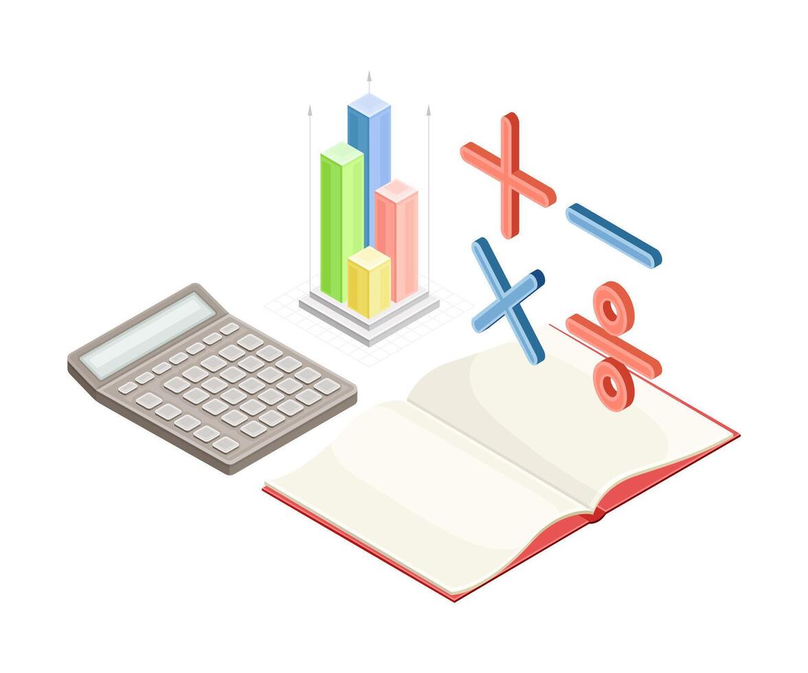 Calculator and financial charts illustration vector