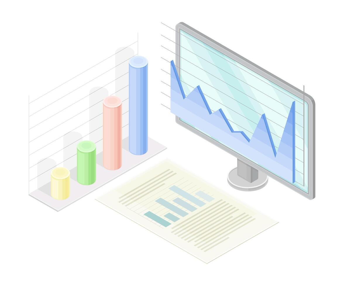Graphs and charts for data analysis vector