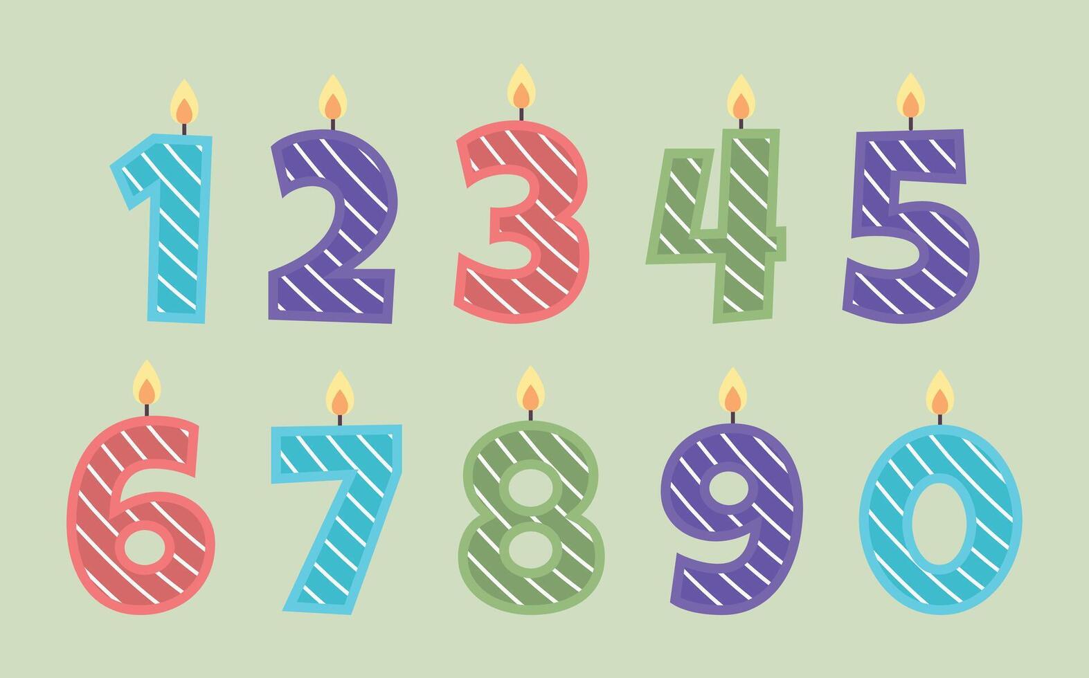 Set of Birthday candle number collection vector