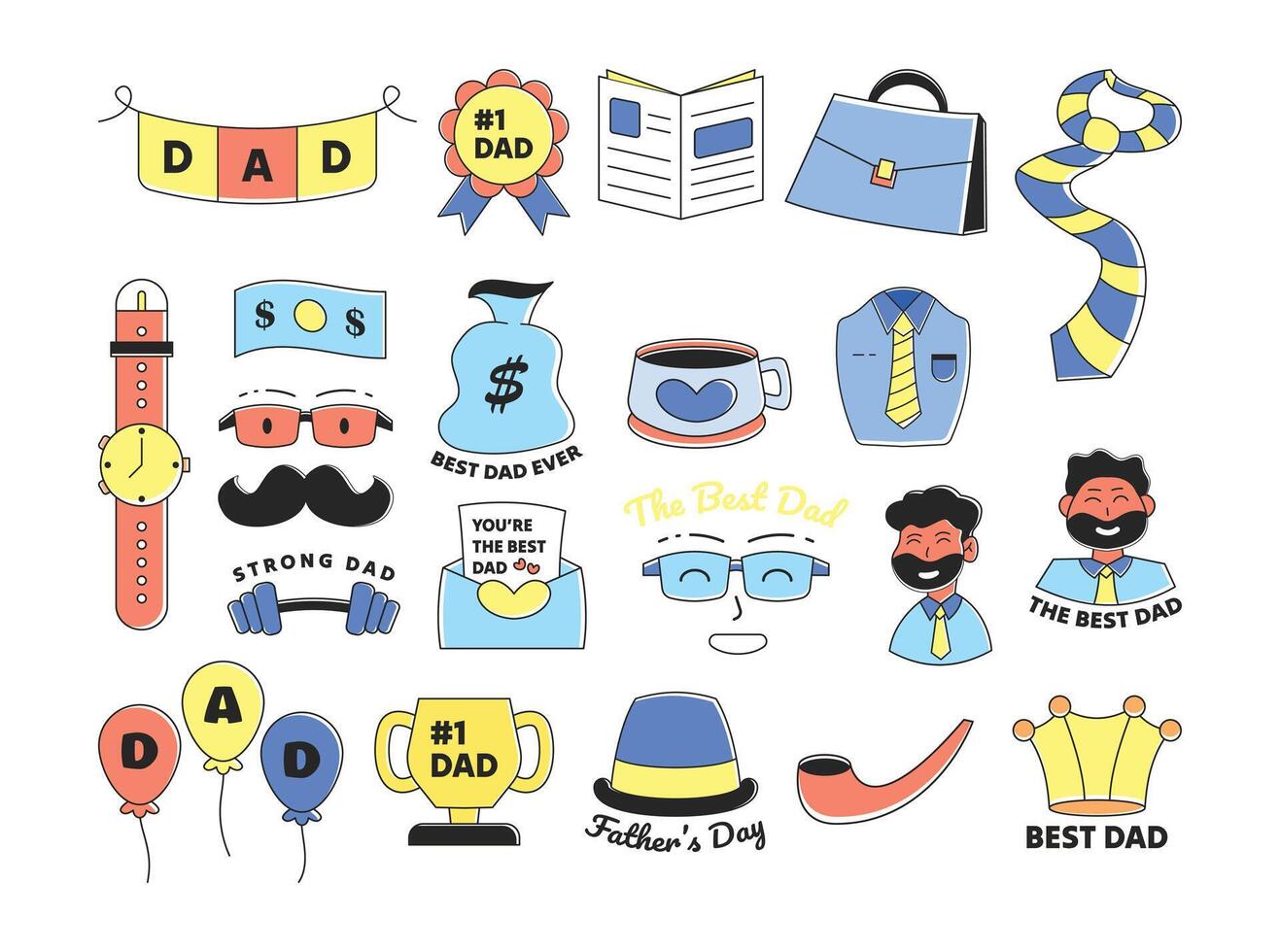 Colorful illustrations celebrating Father's Day vector