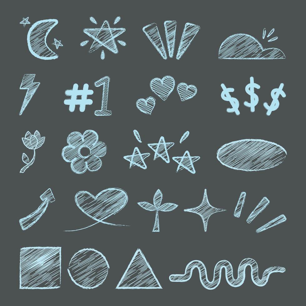 Abstract Chalk doodle element collection vector