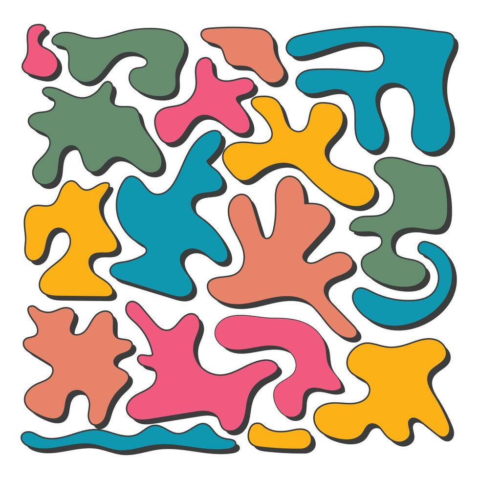 Abstract Groovy retro shapes collection vector