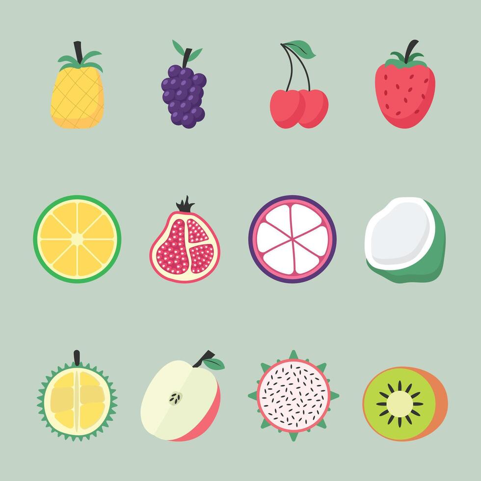 Set of flat design fruits illustration collection vector