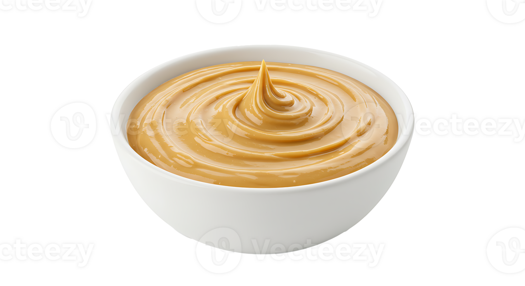 Delicious caramel sauce in white bowl isolated on transparent background png
