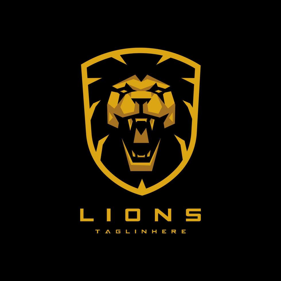 Golden lion logo design vector