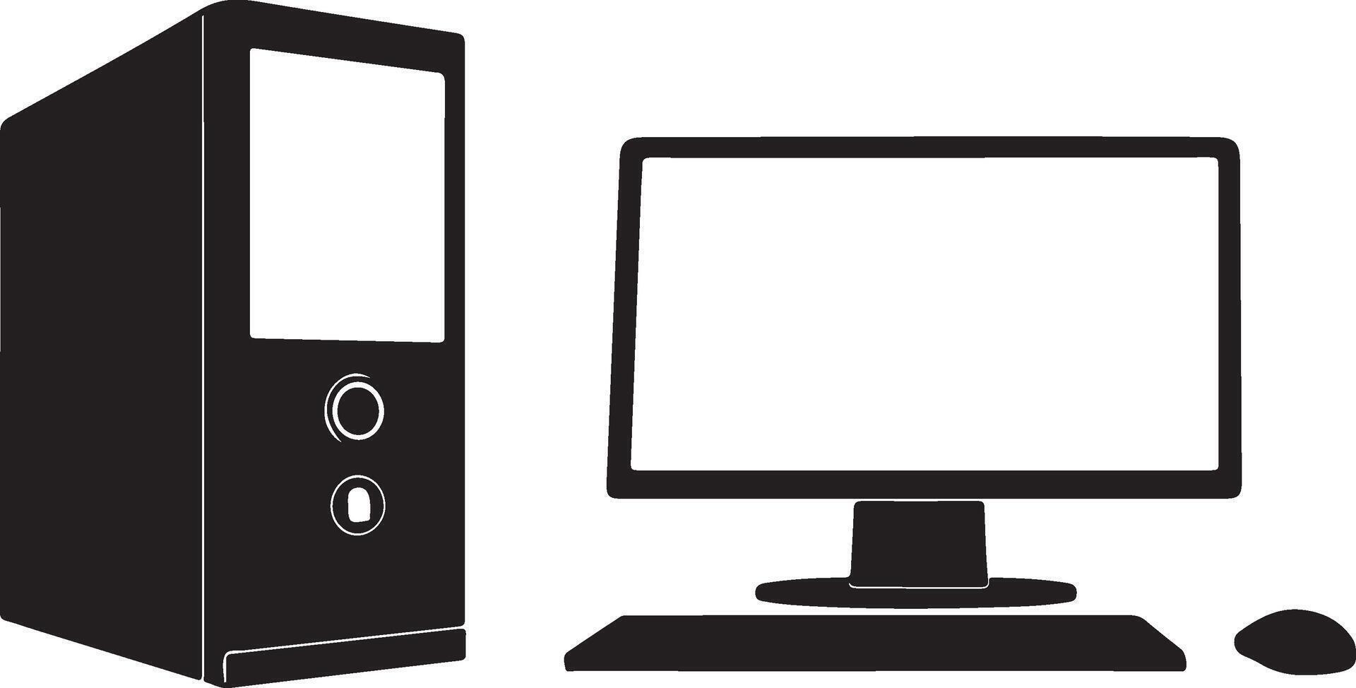 Minimal desktop computer silhouette in format vector