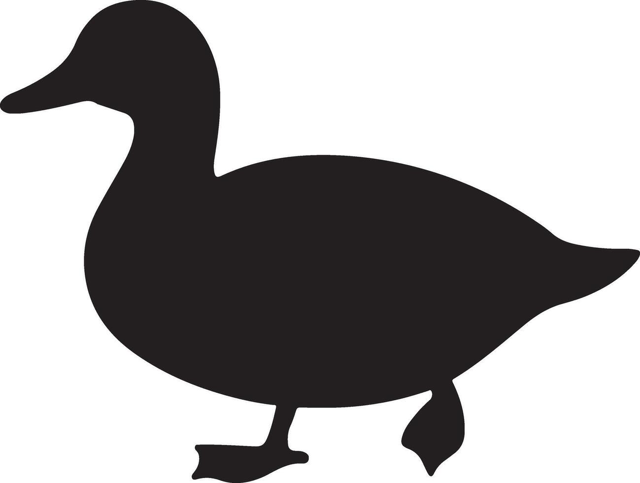Standing duck black silhouette illustration for minimalist art vector
