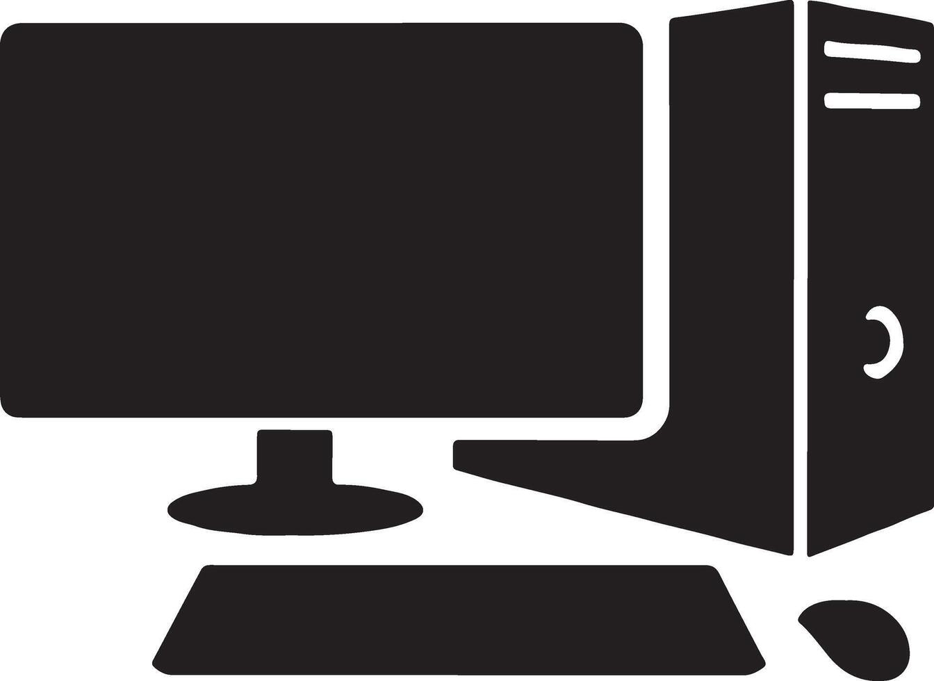 Desktop PC silhouette isolated on clean white background vector
