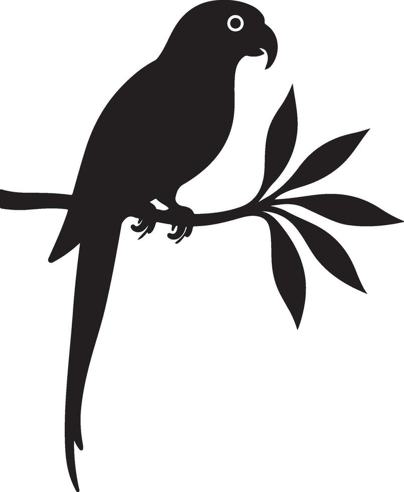 High-resolution parrot silhouette with curved beak and upright posture vector