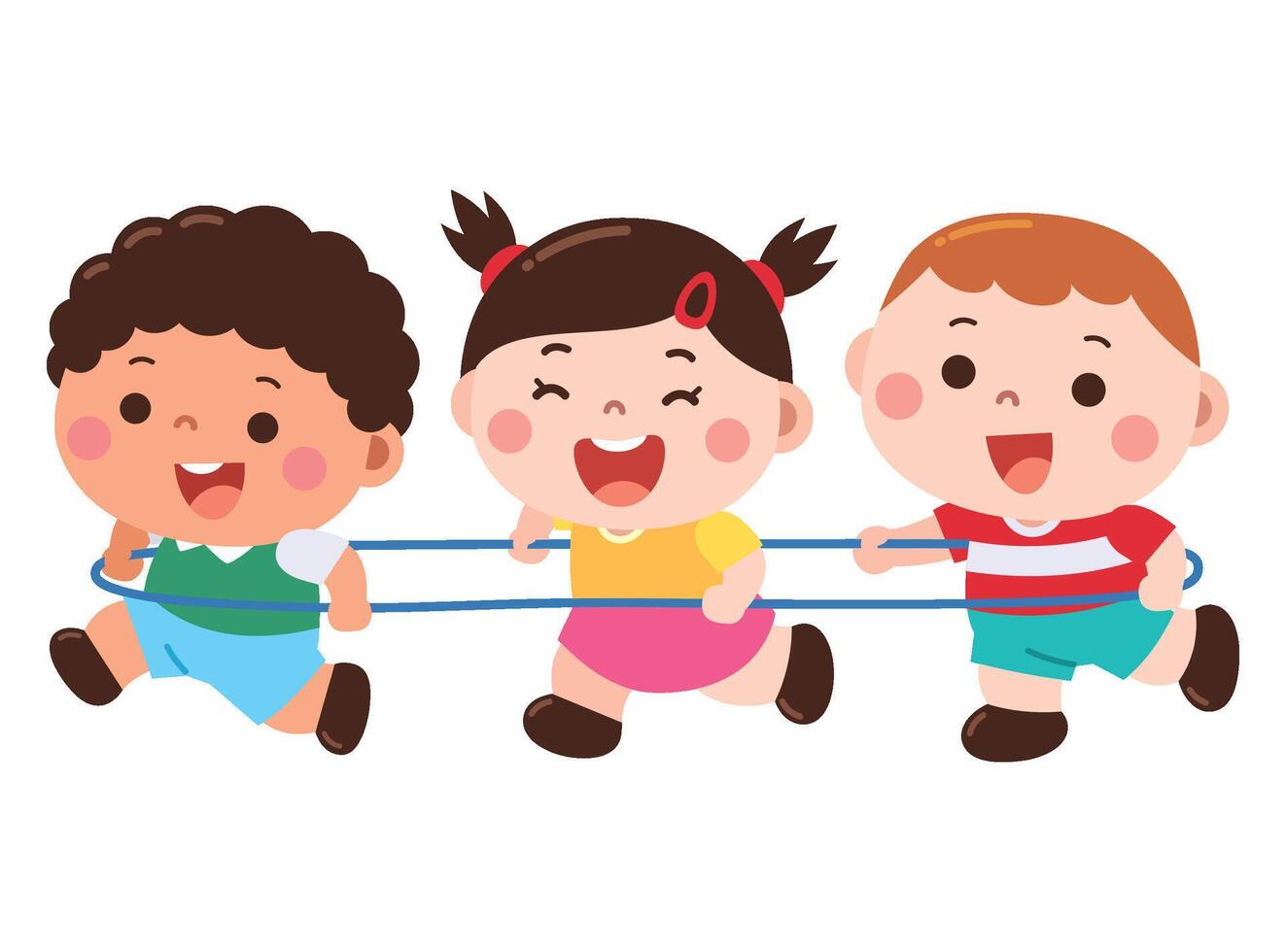 Three kids playing together joyfully vector