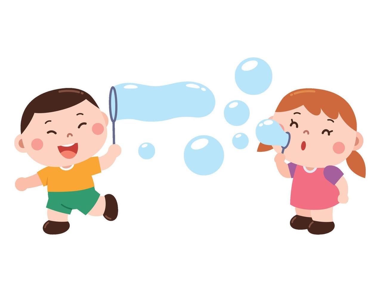 Kids playing with bubbles vector