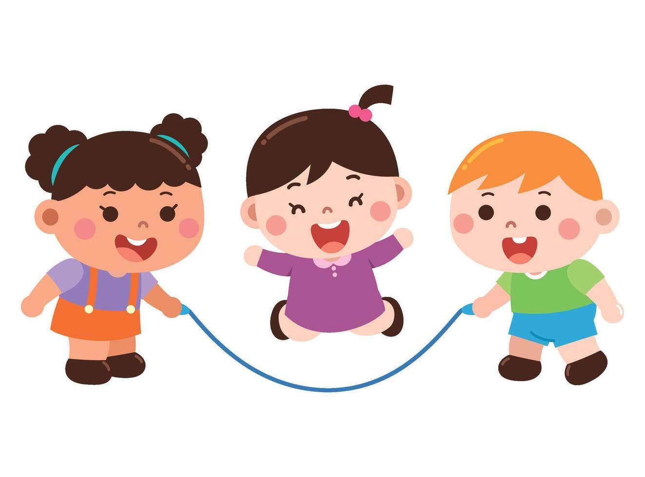 Kids playing jump rope together vector