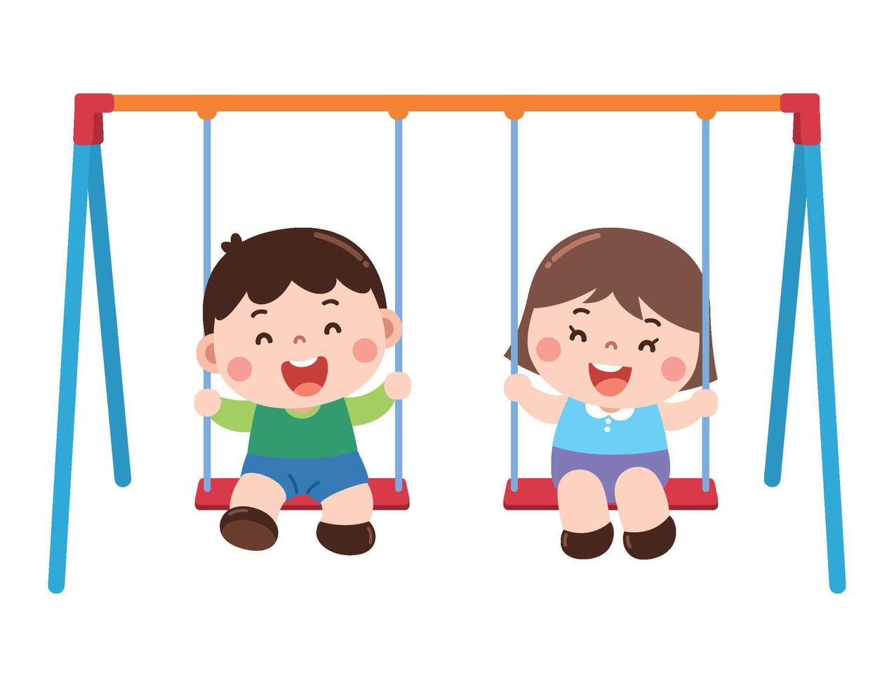 Children swinging on playground vector