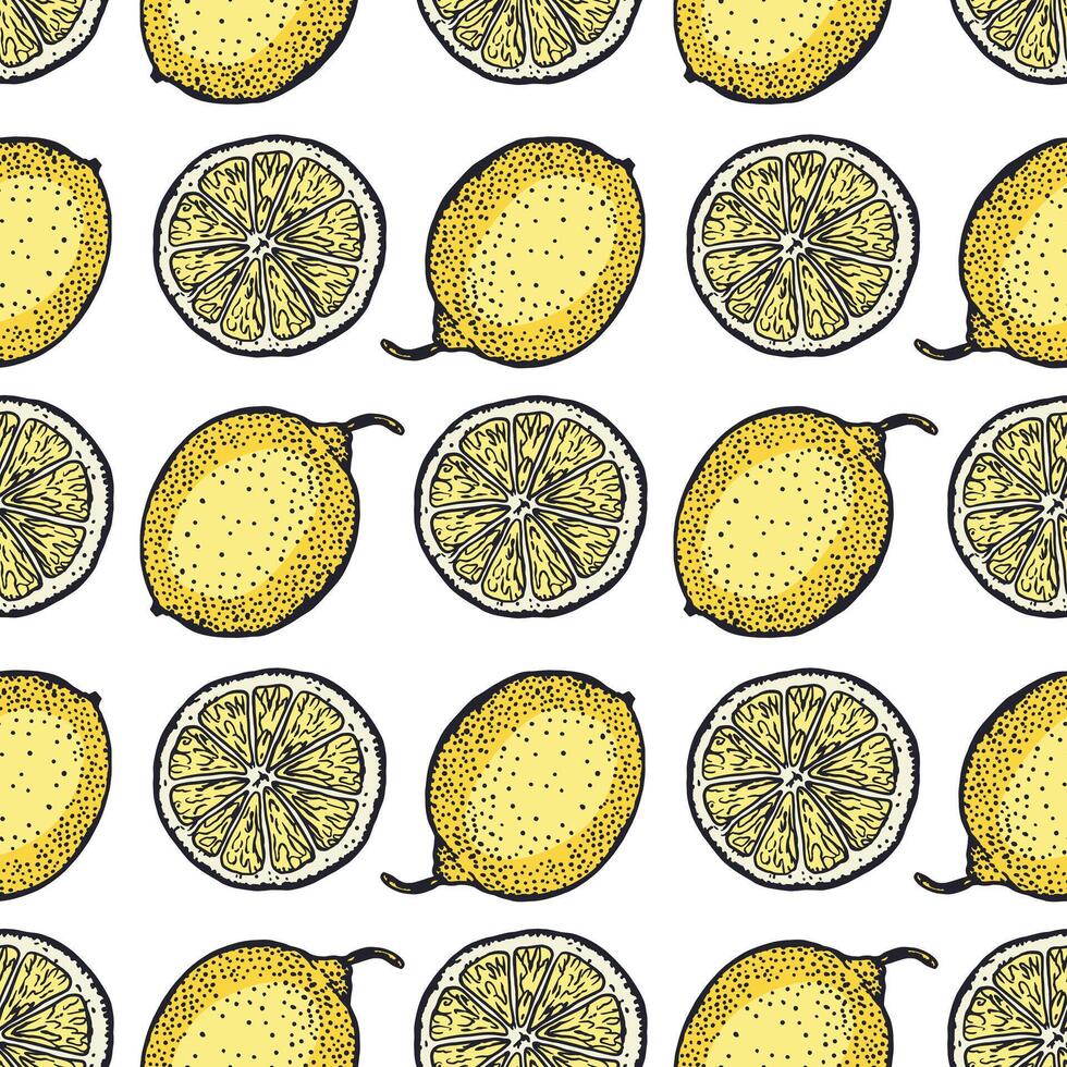 Pattern of whole and sliced lemons vector