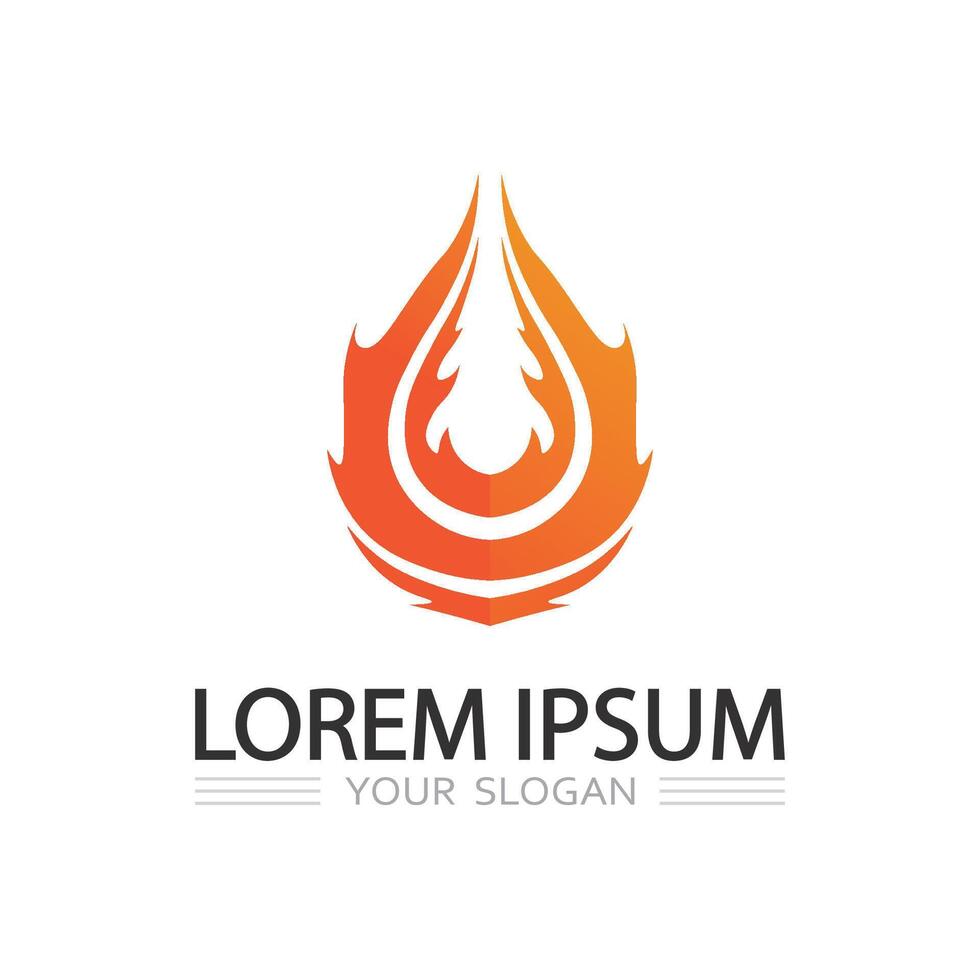 Minimalist hot flame icon logo with clean modern lines and bold color vector