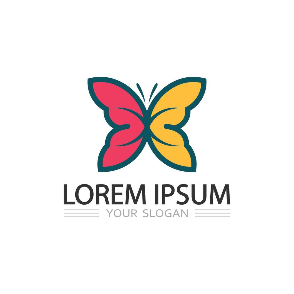 Vibrant butterfly logo with symmetrical pattern and artistic balance vector