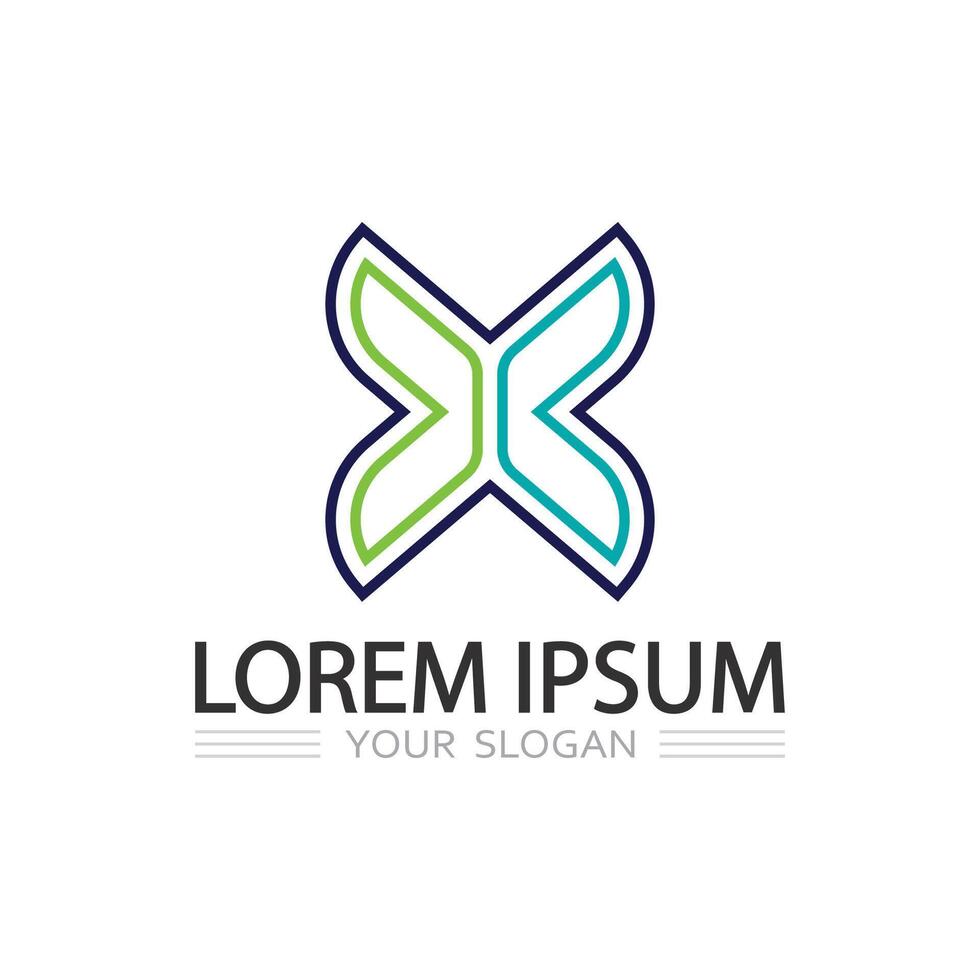Dynamic X Letter Symbol with Geometric Shape for Corporate Visual Identity vector