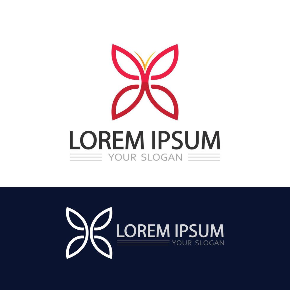 Minimalist butterfly logo icon in modern flat and elegant style vector