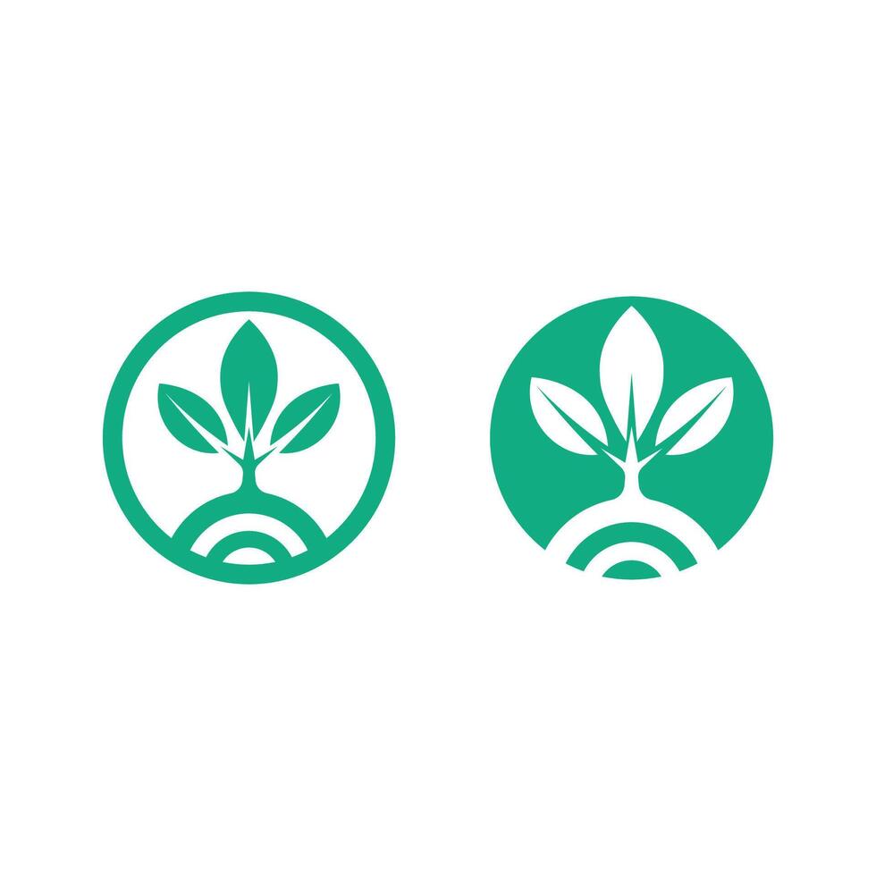 Green Environment Logo with Leaf Growth and Planet-Friendly Concept vector