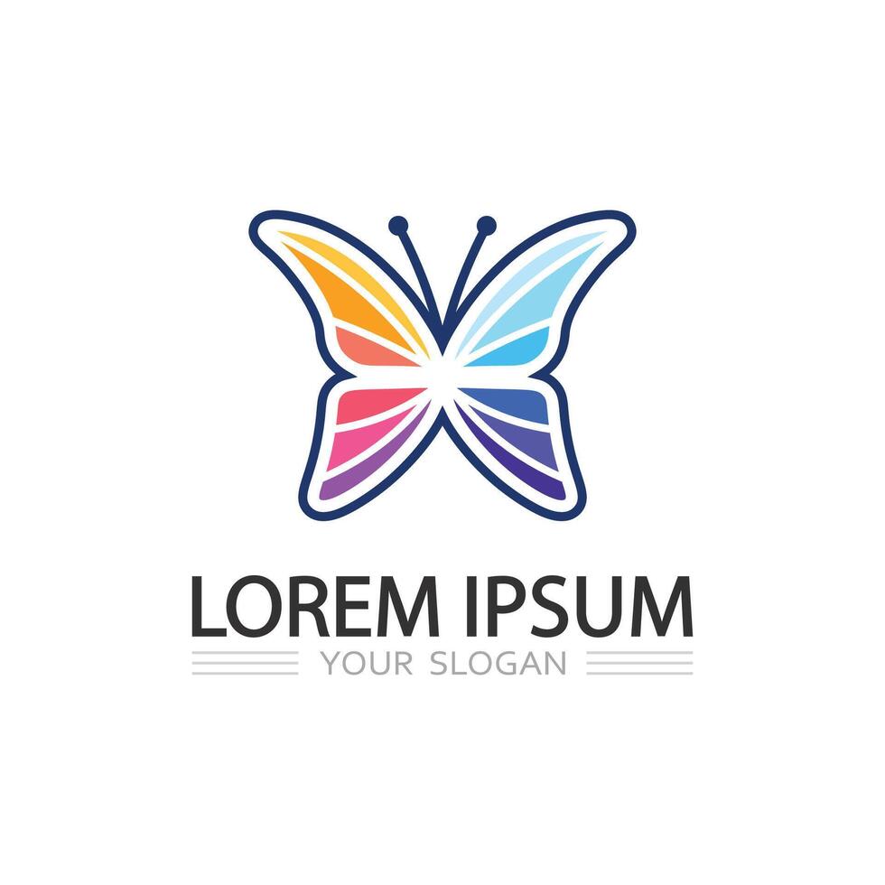 Natural butterfly logo in elegant style with organic curves and harmony vector