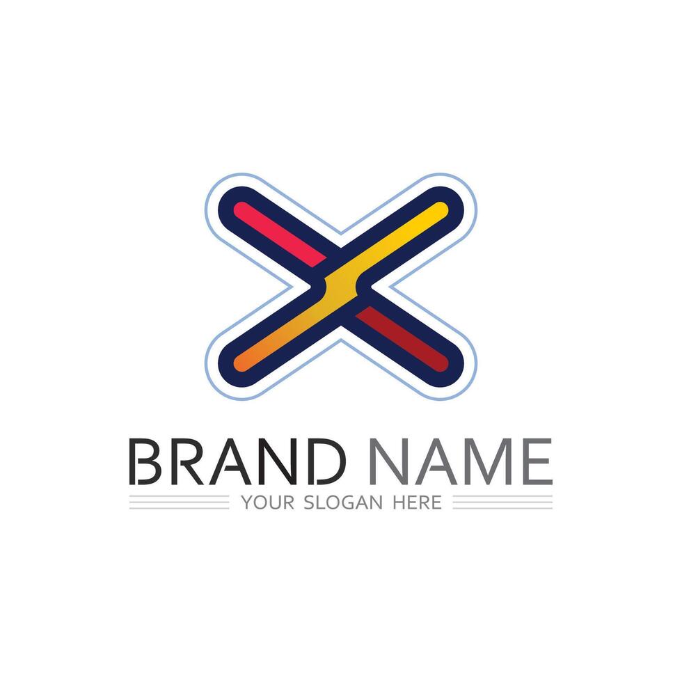 Unique X Shape Logo Design with Abstract and Bold Typography vector