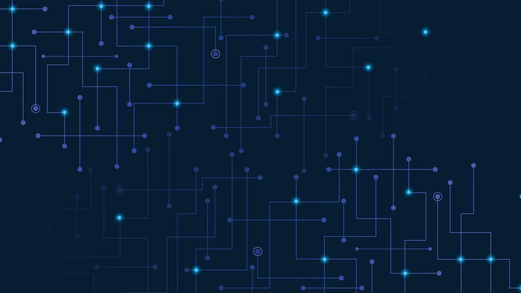 Futuristic technology background with glowing circuit lines and nodes on dark blue backdrop perfect for digital or tech themed designs vector