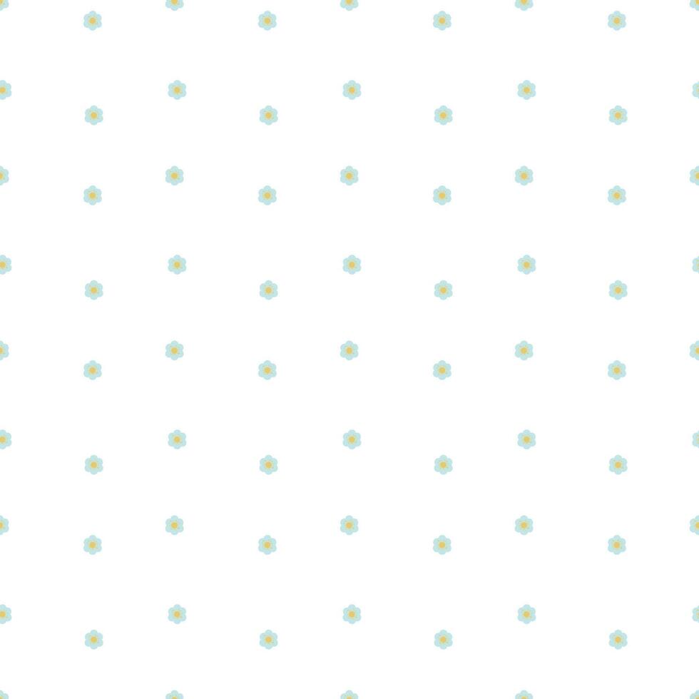 Small blue flowers seamless pattern on a white background. Abstract and minimalist pattern. Hand drawn botanical textile vector
