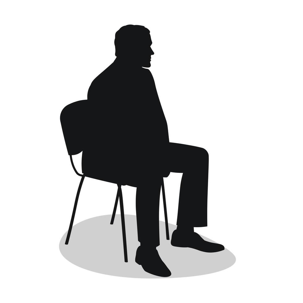 Silhouette of a viewer, a man sitting on a chair vector
