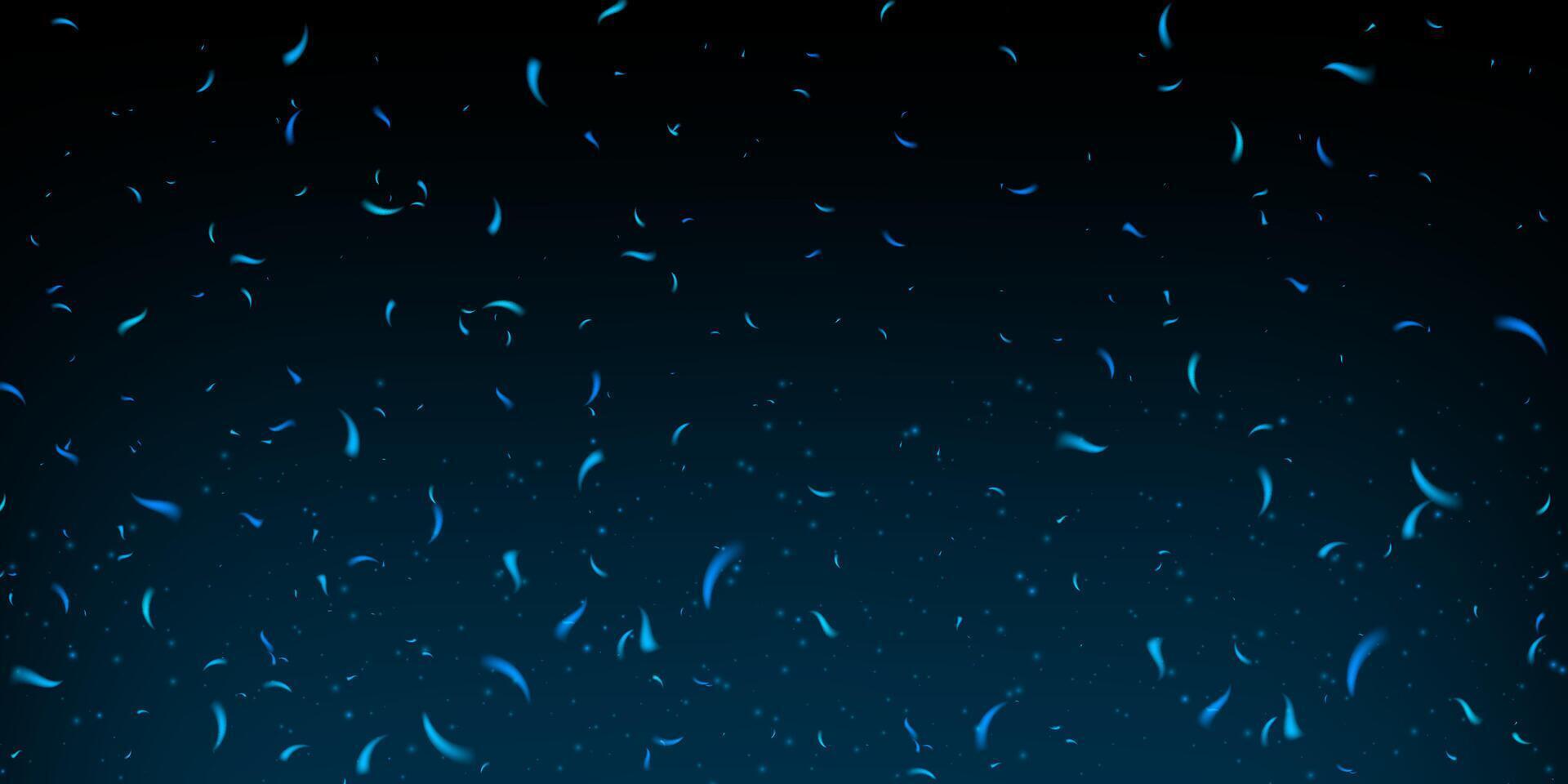 Blue fire and smoke with glowing sparks on dark background. Abstract texture features neon flame, ice particles, and flying embers. Cold and hot energy mix with fog, dust, and motion effect. vector