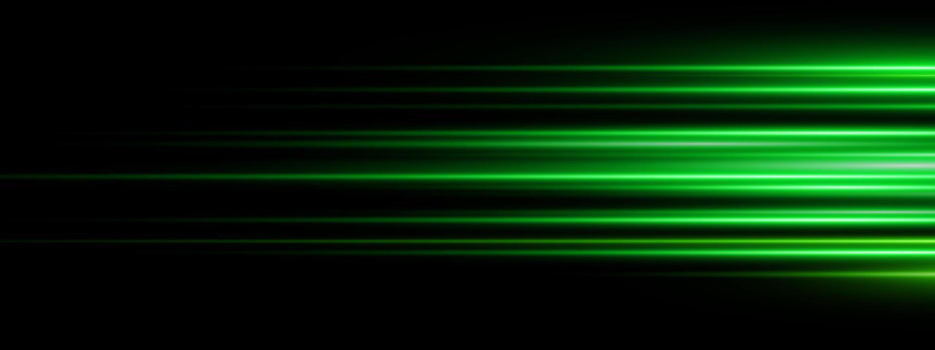 Green laser streaks across dark background with glowing neon energy and fast motion. Futuristic techno vibe with sparkle, blur and digital shine. Perfect for sci fi party posters. illustration. vector
