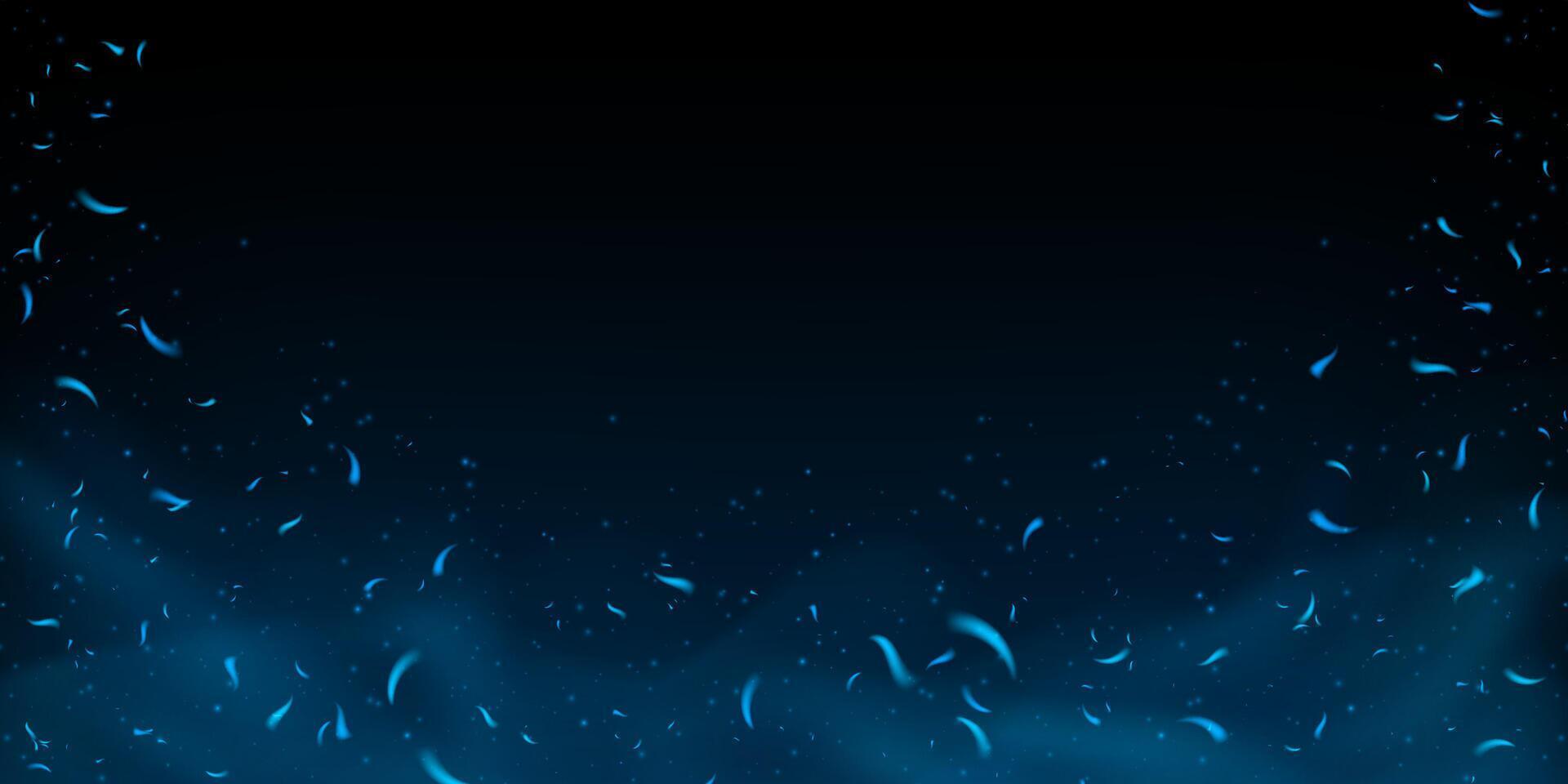 Blue flame and electric fire with smoke, glow and flying particles. Dark abstract background with neon haze and cold spark. Perfect for spooky game or fantasy wallpaper. 3D texture. vector