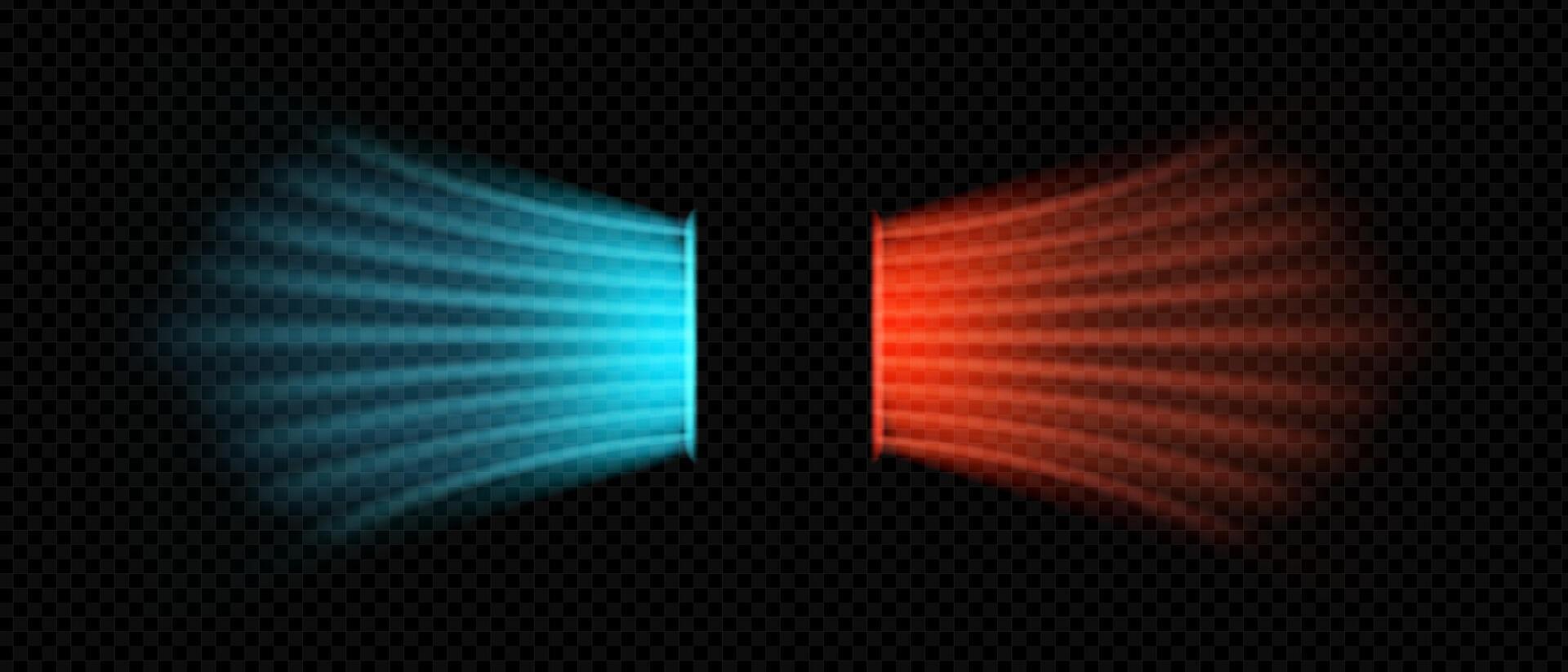 Hot red and cold blue directional airflow. Ideal for visualizing ventilation, AC systems or climate control concepts in modern designs. illustration isolated on grid background vector