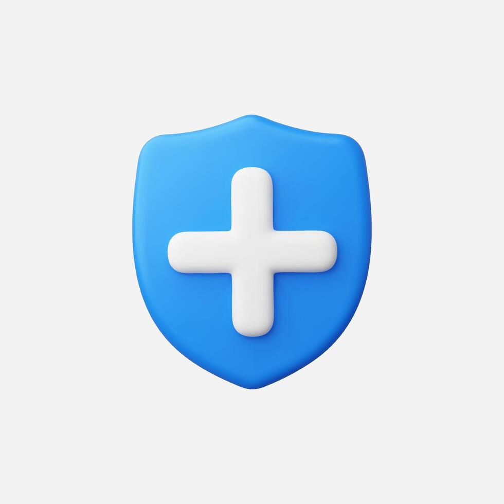 Blue shield with a plus symbol vector