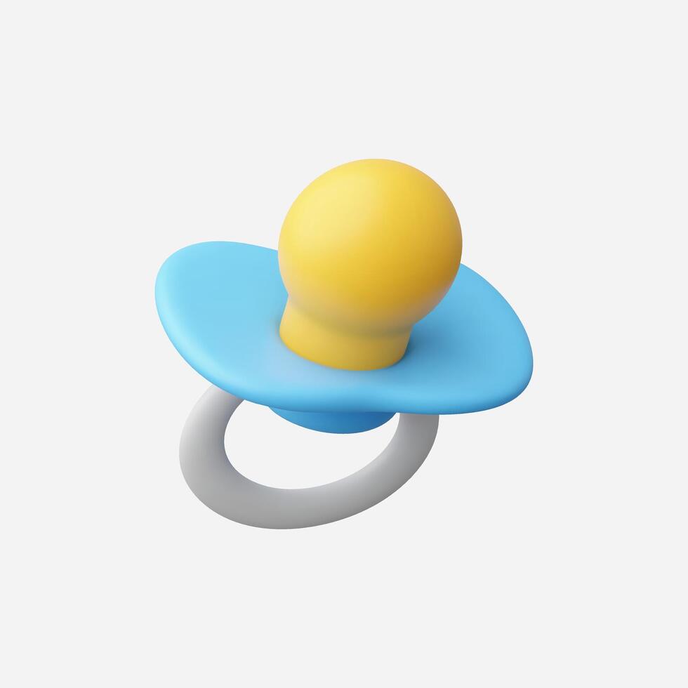 3D render of a baby pacifier, blue and yellow, isolated on white vector