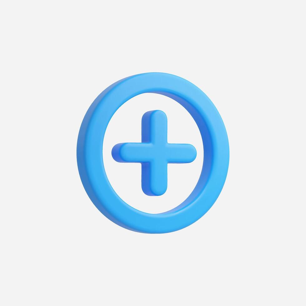 3D rendered blue plus sign in a circle vector