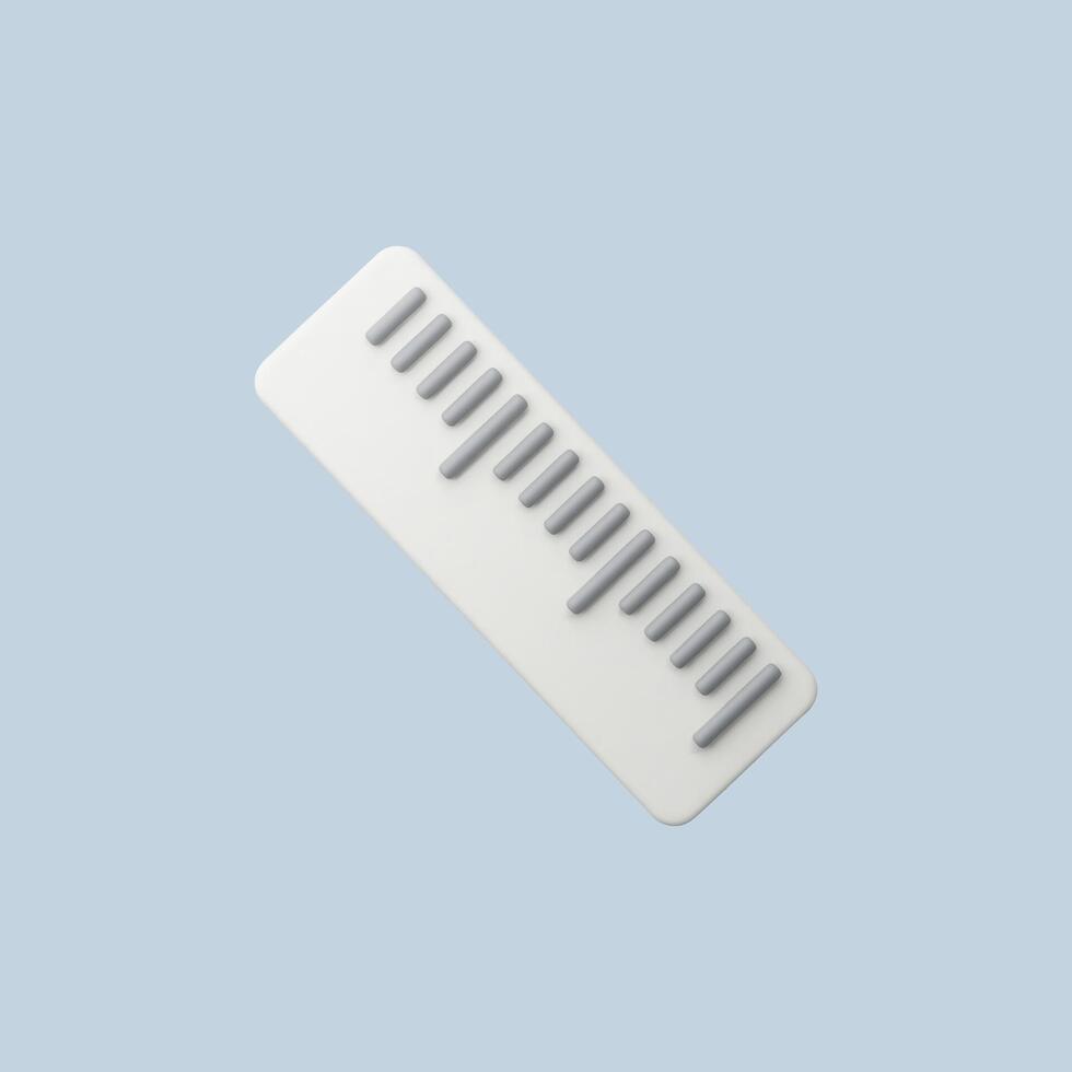 Simple 3D render of a white ruler on a light blue background vector