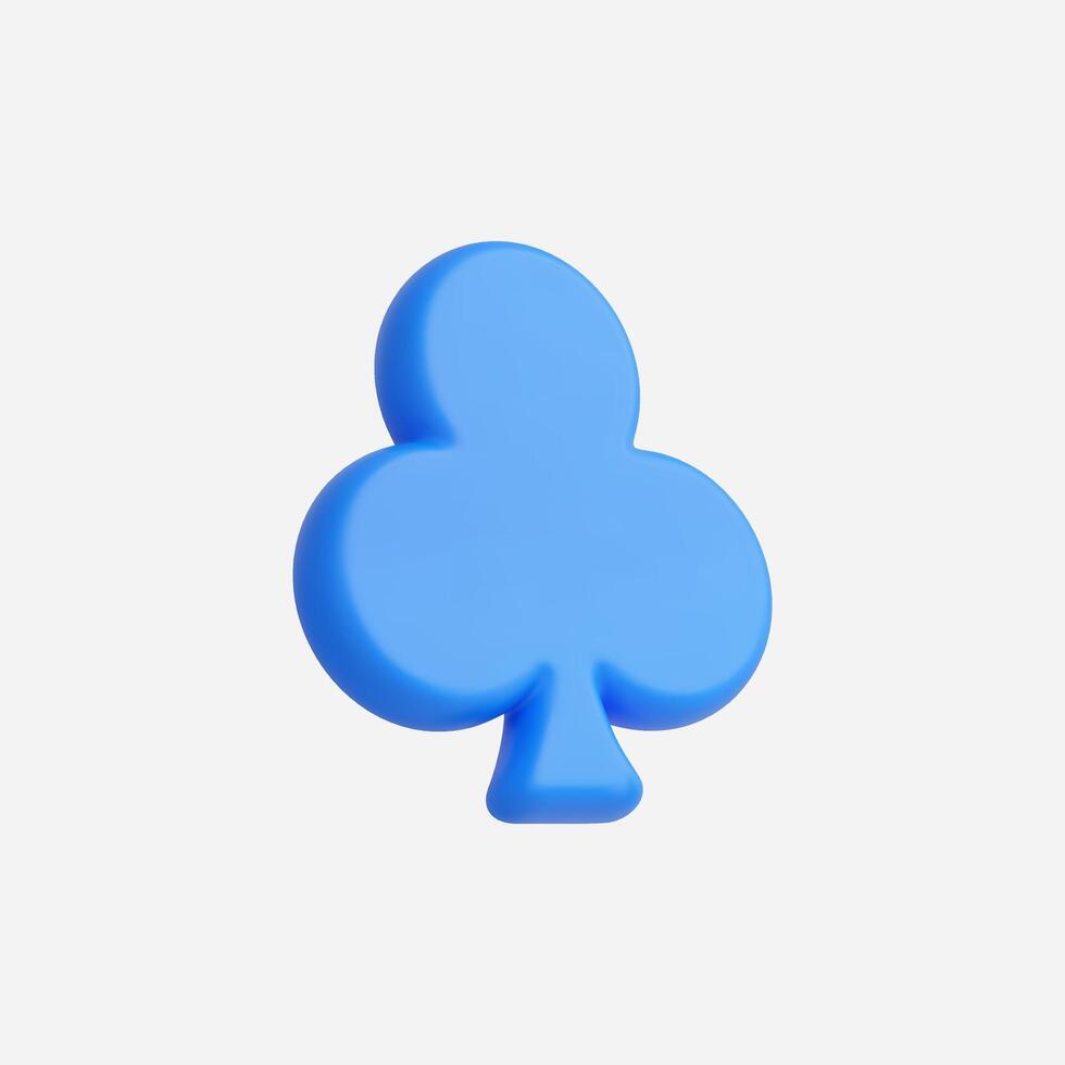 3D render of a blue club suit symbol vector